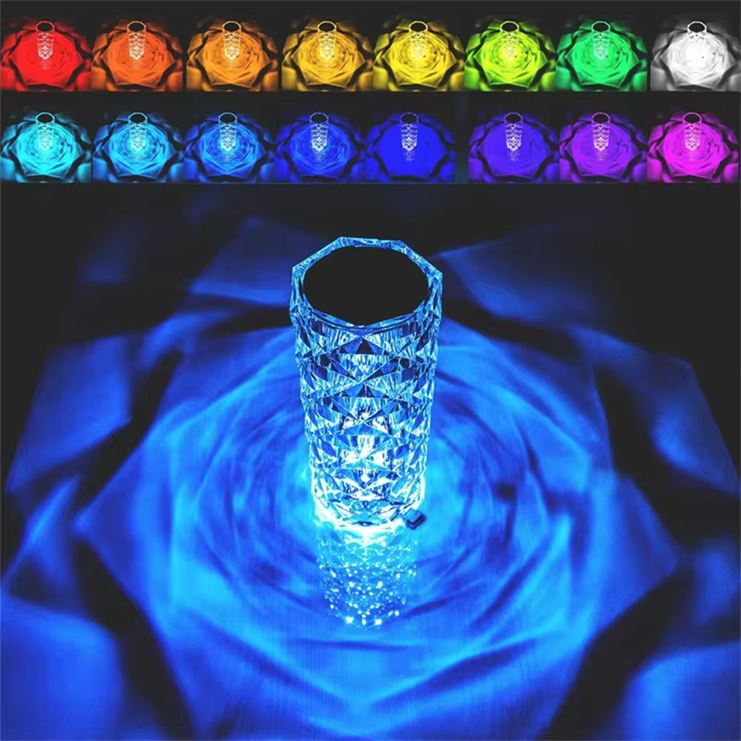 16 Colors Rose Rays Crystal Diamond Table Lamp