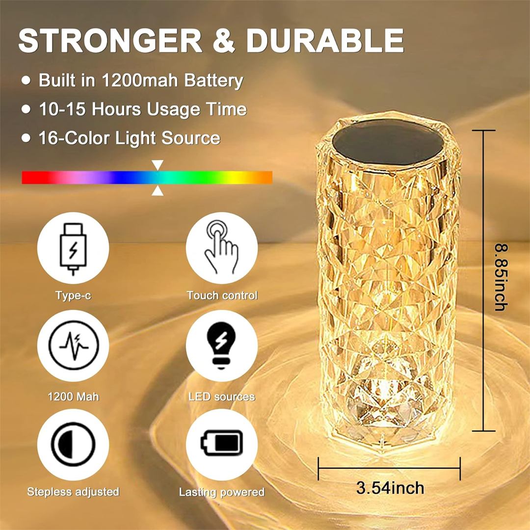 16 Colors Rose Rays Crystal Diamond Table Lamp