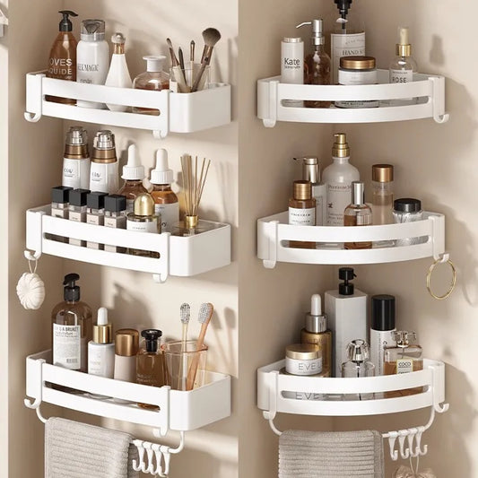 Bathroom Shelves No Drill Wall Shelf Space Aluminum Shower Corner Caddy Storage Shelf Multilayer Kitchen Organizer Rack