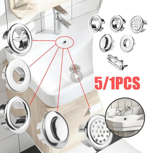 5/1pcs Sink Hole Overflow Cover For Kitchen Bathroom Basin Decoration Tub Drain Cover Sink Wash Basin Round Overflow Ring Plug